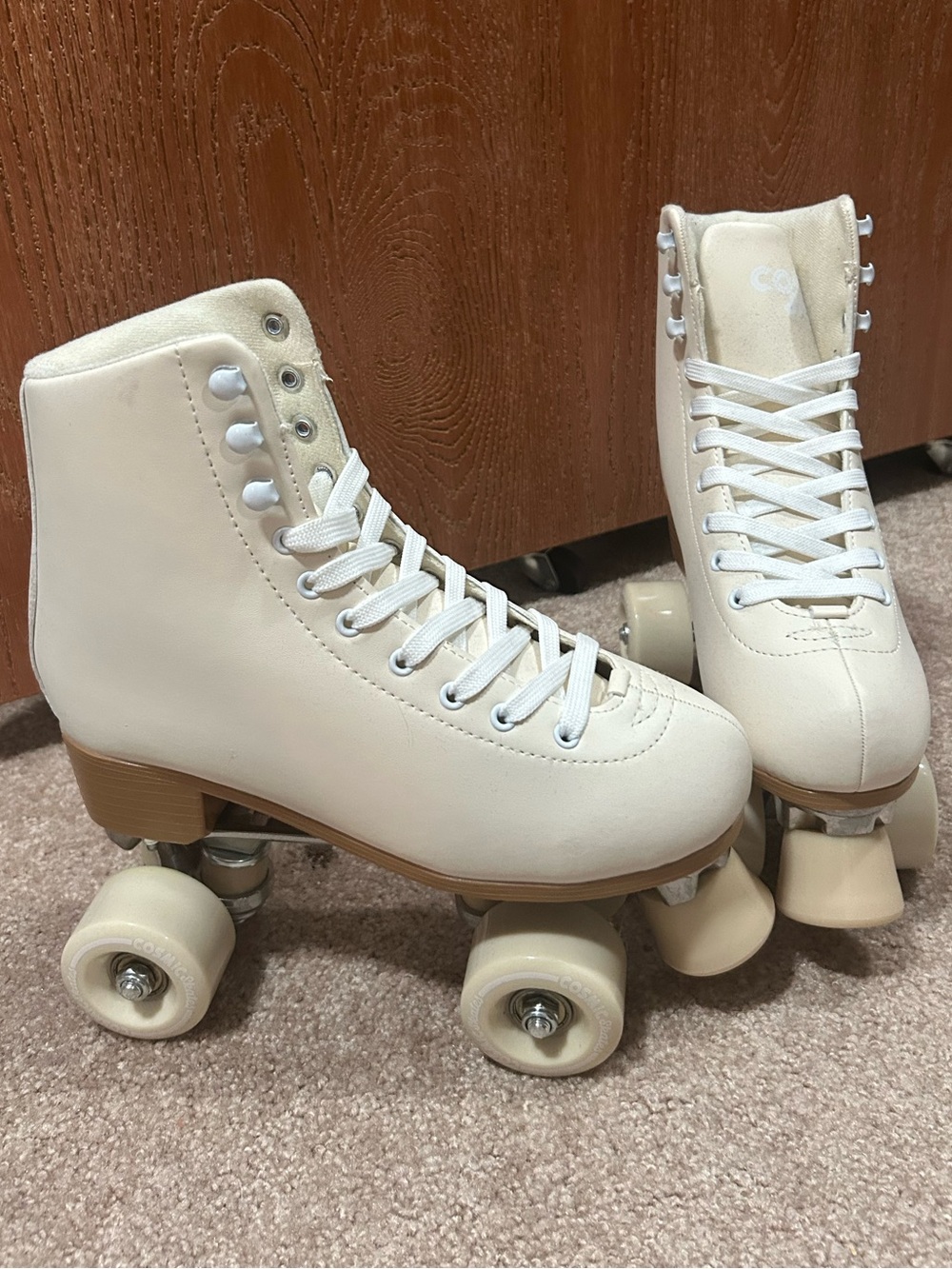 Cosmic Skates Classic Women's Cream Roller Skates - High-Top Lace-Up